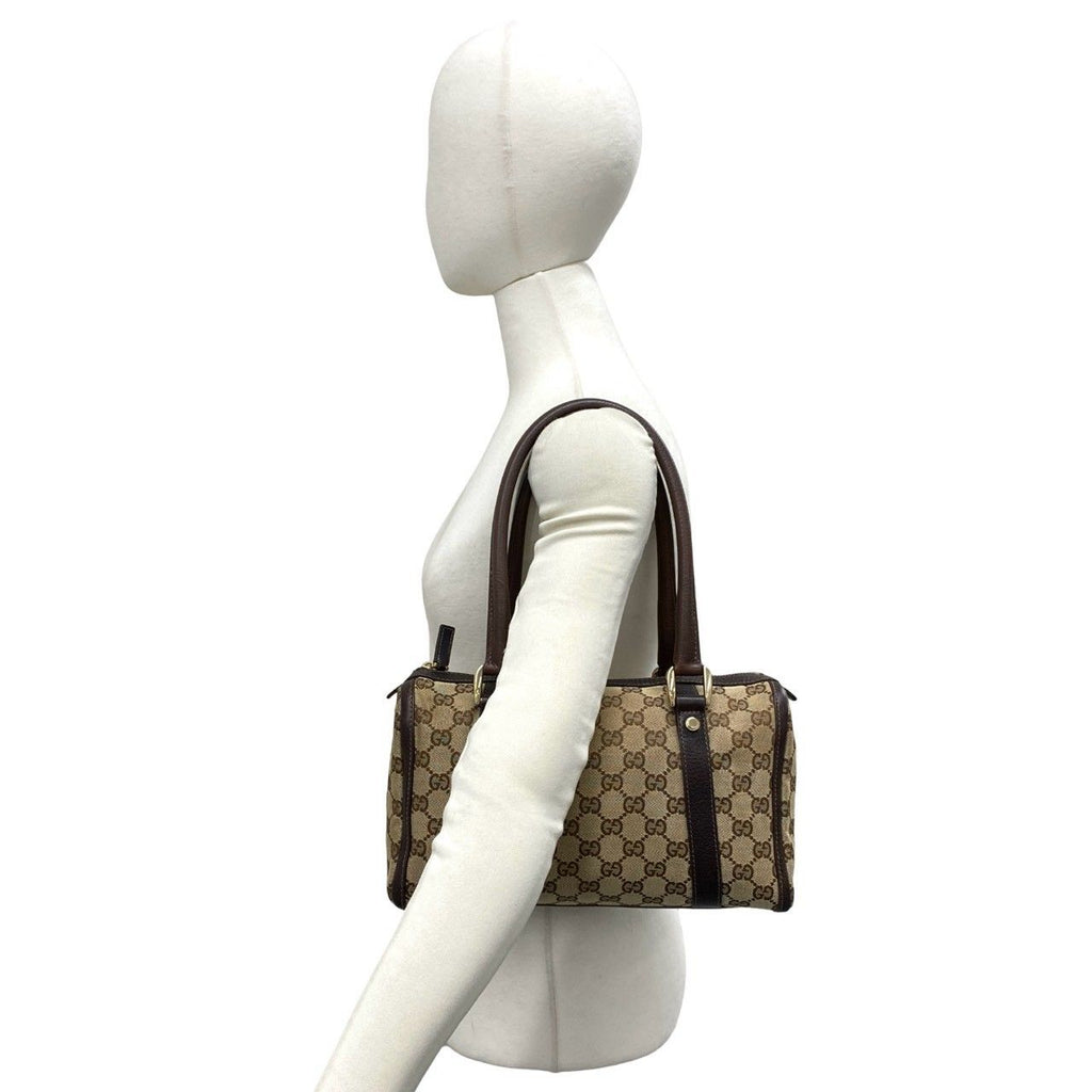 Gucci GG Pattern Logo Canvas Leather Shoulder Bag Brown — view 2