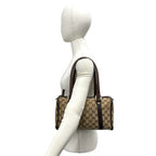 Gucci GG Pattern Logo Canvas Leather Shoulder Bag Brown — view 2