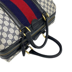 Gucci Vintage Sherry Line GG Pattern Logo Leather Boston Bag Navy — view 4