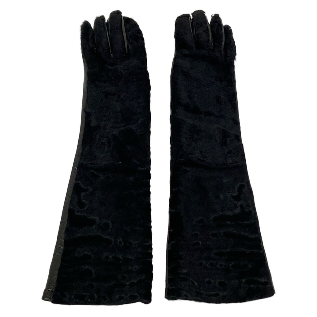Prada Gloves 7.5 Black Long Leather Rabbit — view 2