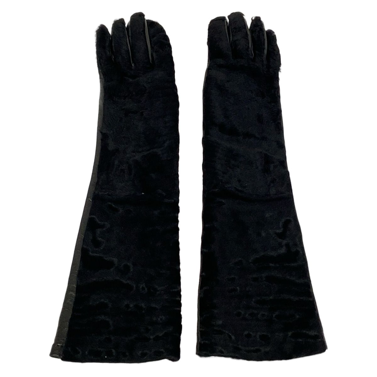 Prada Gloves 7.5 Black Long Leather Rabbit — view 2