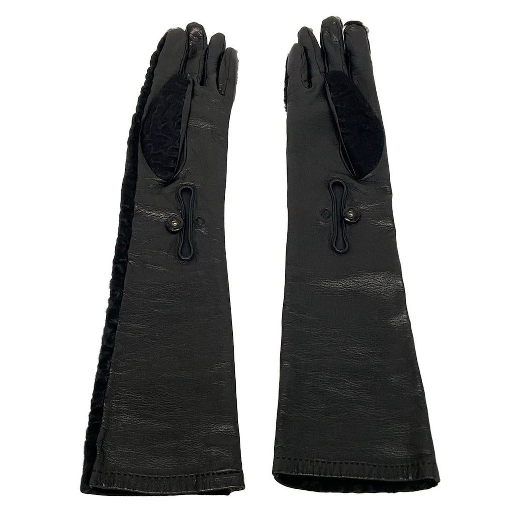 Prada Gloves 7.5 Black Long Leather Rabbit — view 3