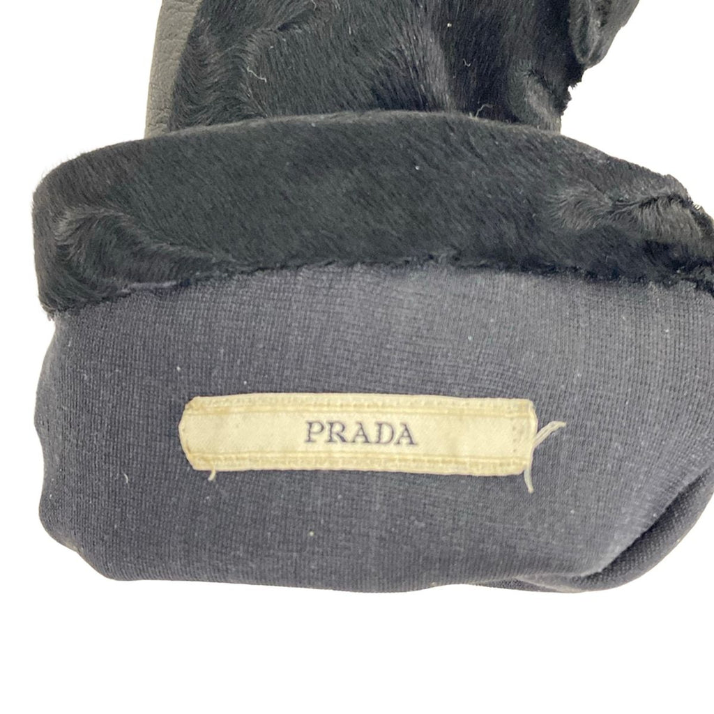 Prada Gloves 7.5 Black Long Leather Rabbit — view 4