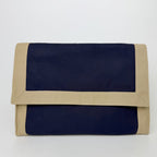 Hermes Yachting Clutch Canvas Beige Navy Vintage