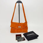 Chanel 2.55 Patchwork Turnlock Shoulder Bag Shearling Suede Orange Silver Seal