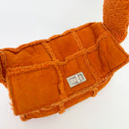 Chanel 2.55 Patchwork Turnlock Shoulder Bag Shearling Suede Orange Silver Seal — view 7