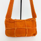 Chanel 2.55 Patchwork Turnlock Shoulder Bag Shearling Suede Orange Silver Seal — view 4