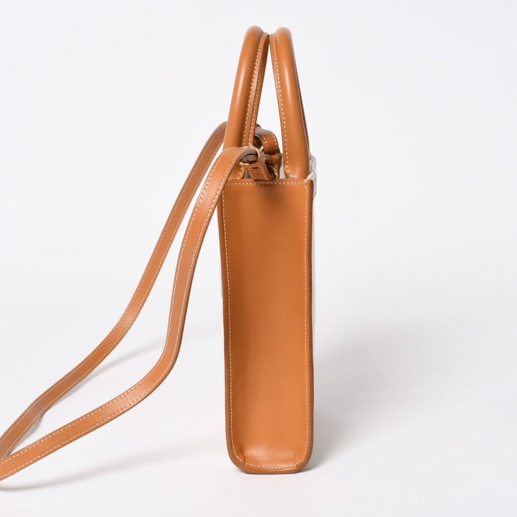 Celine Mini Vertical Cabas 2-Way Shoulder Bag Cotton Canvas Beige — view 4