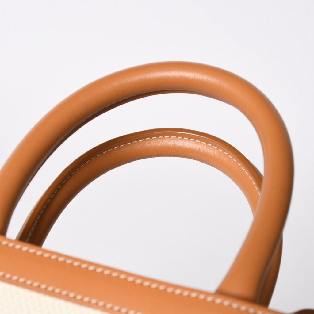 Celine Mini Vertical Cabas 2-Way Shoulder Bag Cotton Canvas Beige — view 7