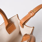 Celine Mini Vertical Cabas 2-Way Shoulder Bag Cotton Canvas Beige — view 8