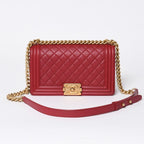 Chanel Boy Chain Shoulder Bag Lambskin CC Logo Pink Gold