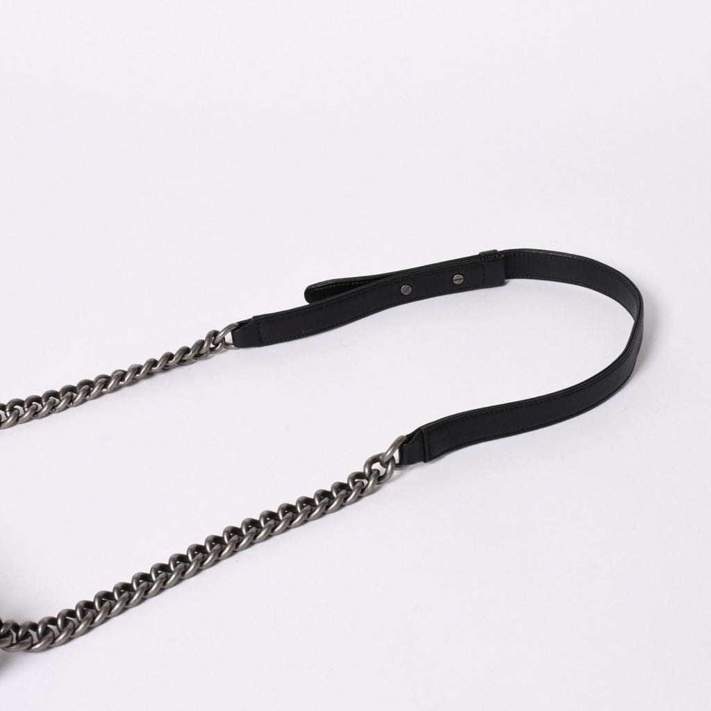 Chanel Boy Chain Shoulder Bag Chevron V-stitch CC Logo Black — view 7