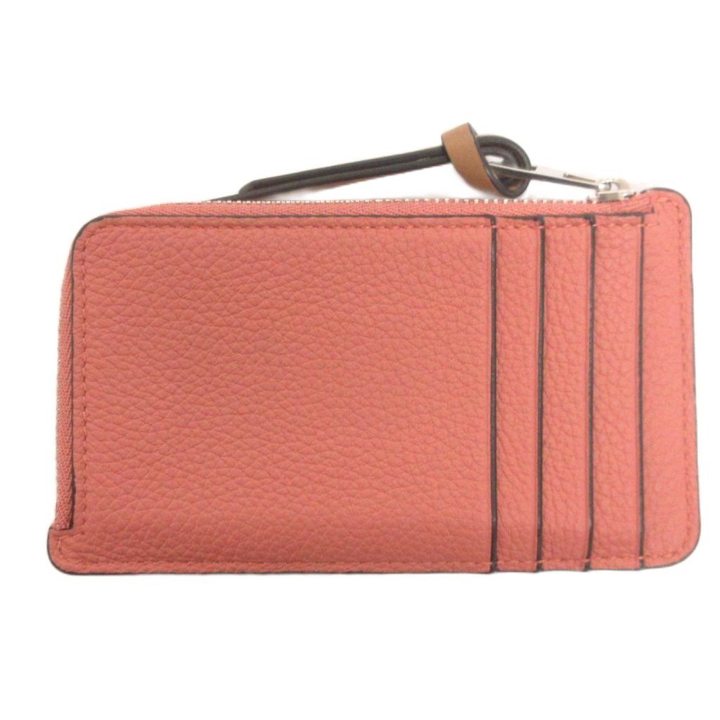 Loewe Coin Card Case Purse Anagram Calfskin Red Pink — view 3