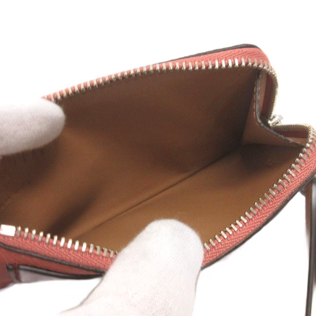 Loewe Coin Card Case Purse Anagram Calfskin Red Pink — view 5