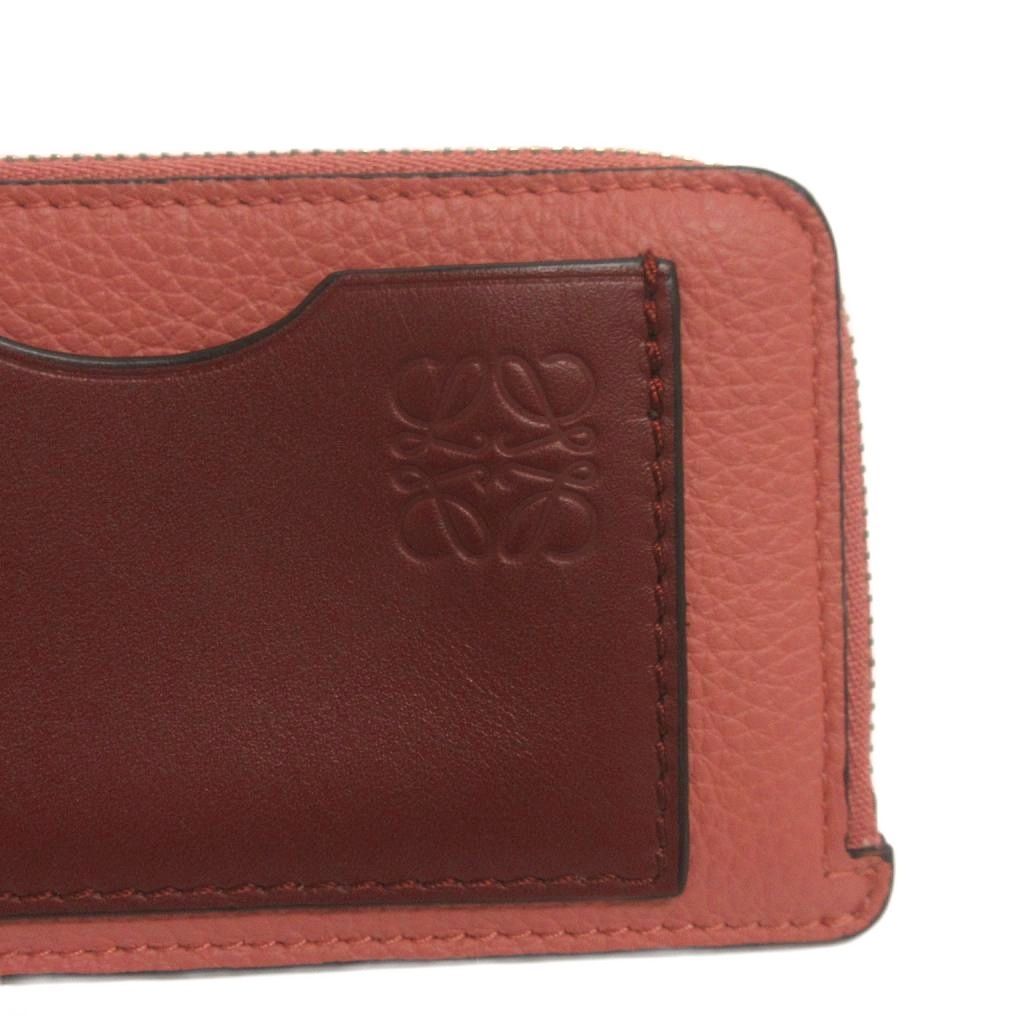 Loewe Coin Card Case Purse Anagram Calfskin Red Pink — view 4