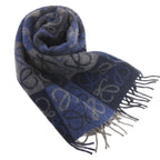 Loewe Anagram Scarf Shawl Fringe Wool Blue