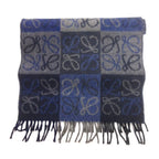 Loewe Anagram Scarf Shawl Fringe Wool Blue — view 2
