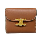 Celine Trifold Wallet Small Flap Triomphe Brown Leather