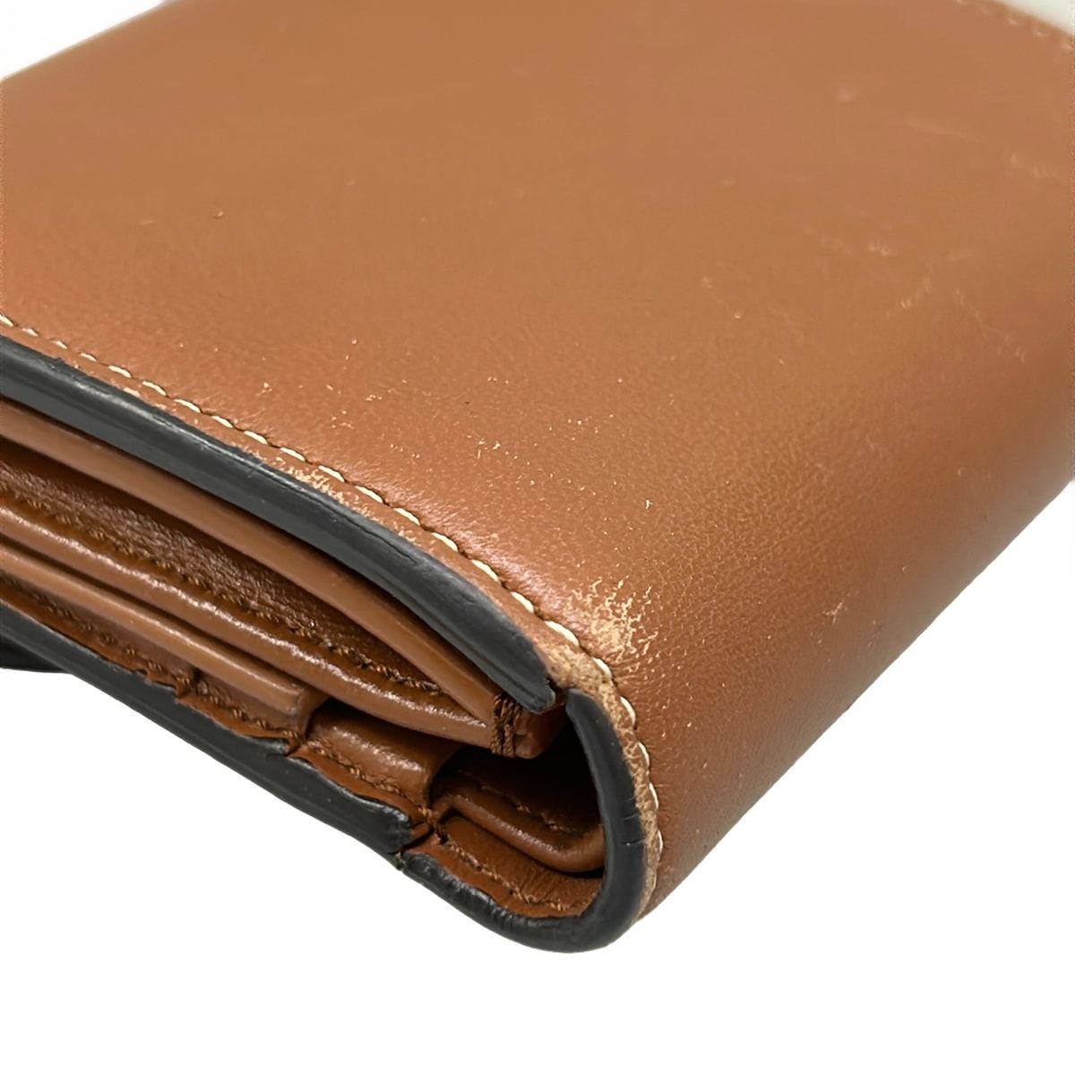Celine Trifold Wallet Small Flap Triomphe Brown Leather — view 8
