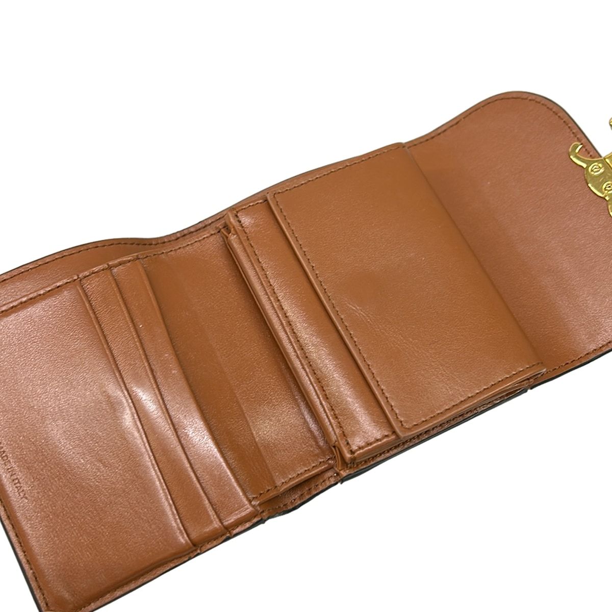 Celine Trifold Wallet Small Flap Triomphe Brown Leather — view 3
