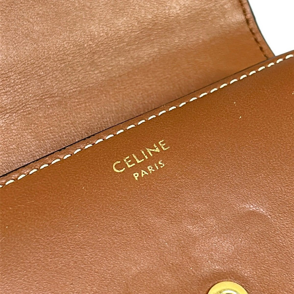 Celine Trifold Wallet Small Flap Triomphe Brown Leather — view 5