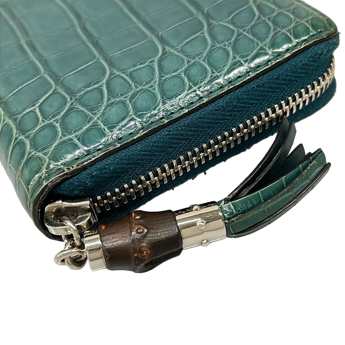 Gucci Wallet Bamboo Green Zip Around Leather — view 6
