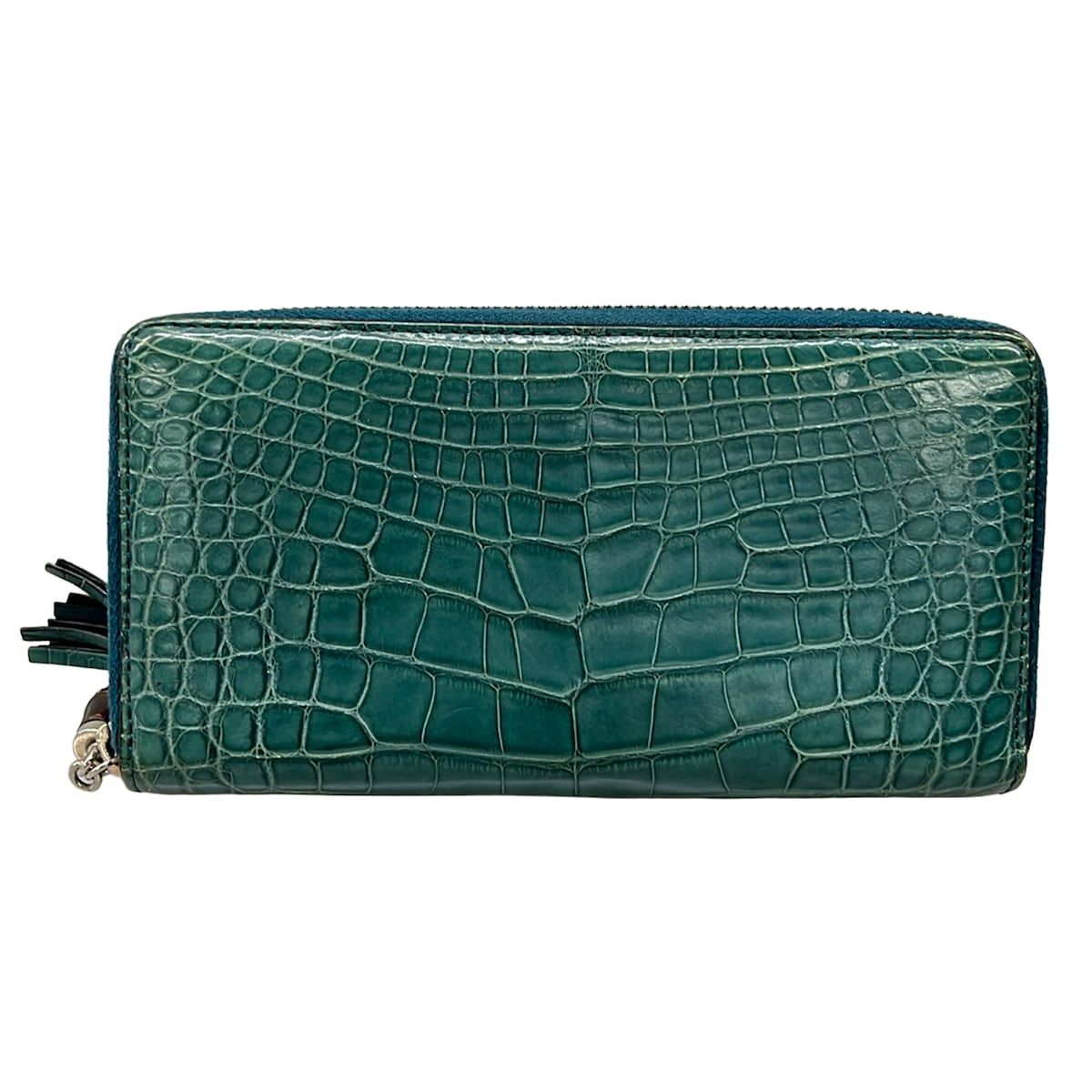 Gucci Wallet Bamboo Green Zip Around Leather