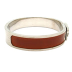 Hermes Bangle Leather Silver Brown Bracelet — view 2