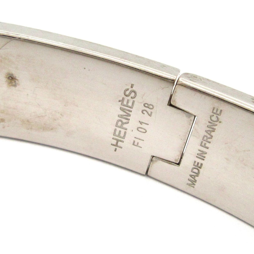 Hermes Bangle Leather Silver Brown Bracelet — view 4