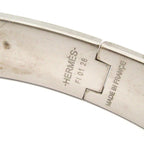 Hermes Bangle Leather Silver Brown Bracelet — view 4