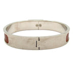Hermes Bangle Leather Silver Brown Bracelet — view 3