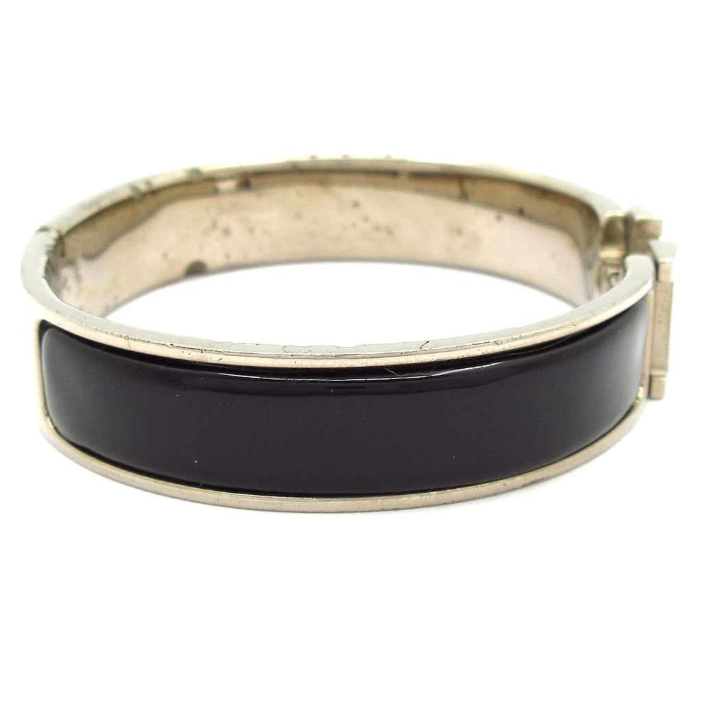 Hermes Bangle Clic H Silver Black Bracelet — view 2