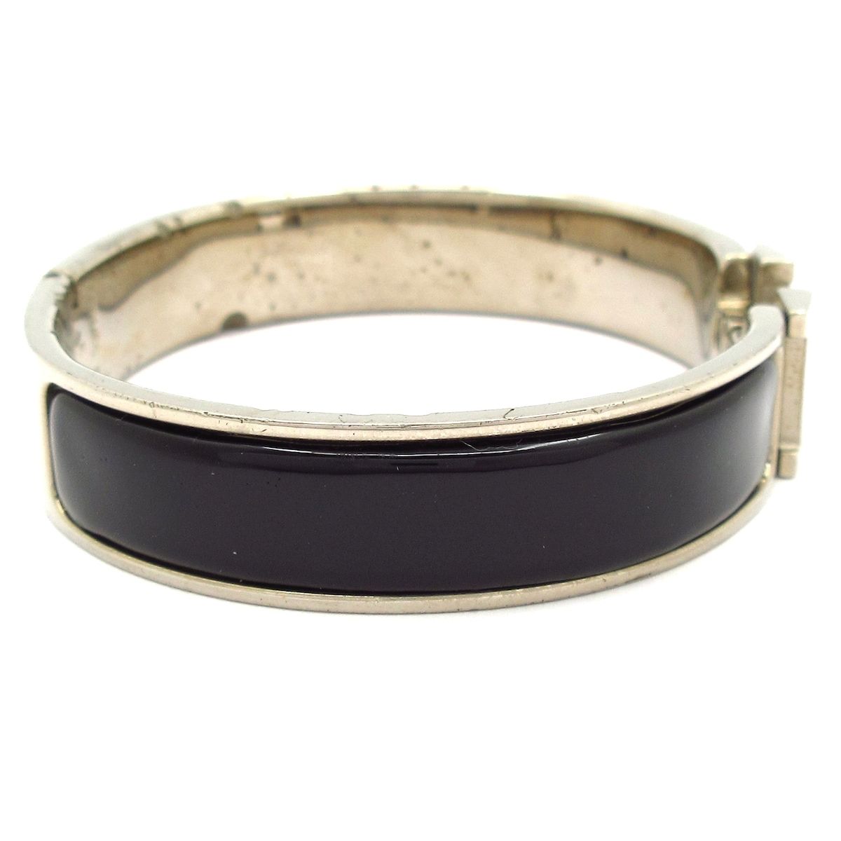 Hermes Bangle Clic H Silver Black Bracelet — view 2