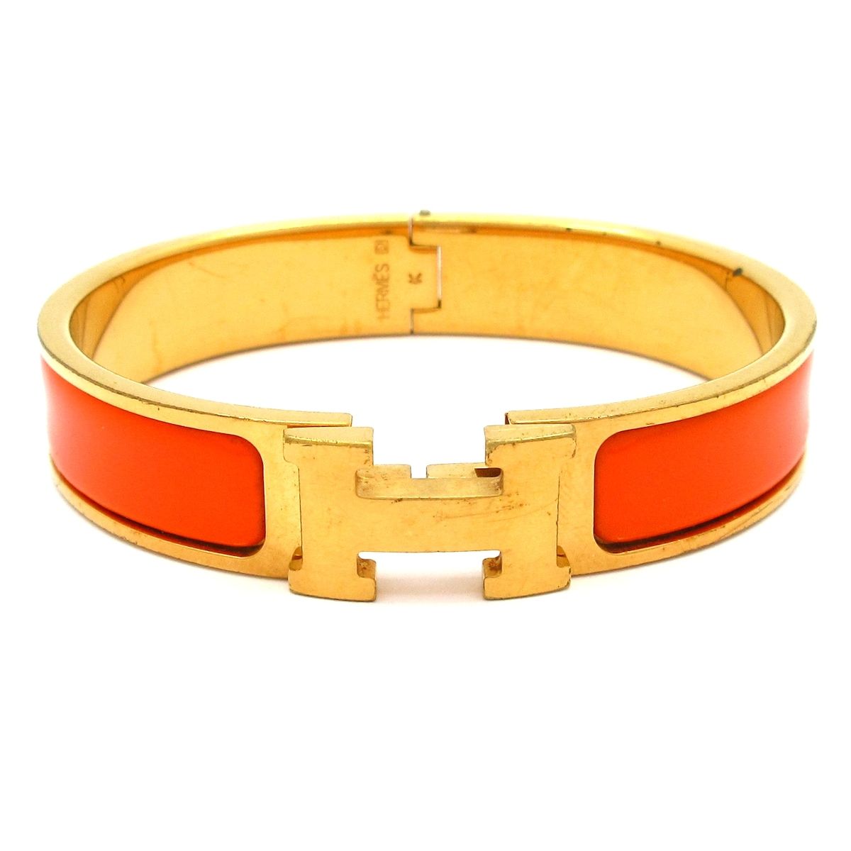 Hermes Bangle Clic H Gold Orange Bracelet