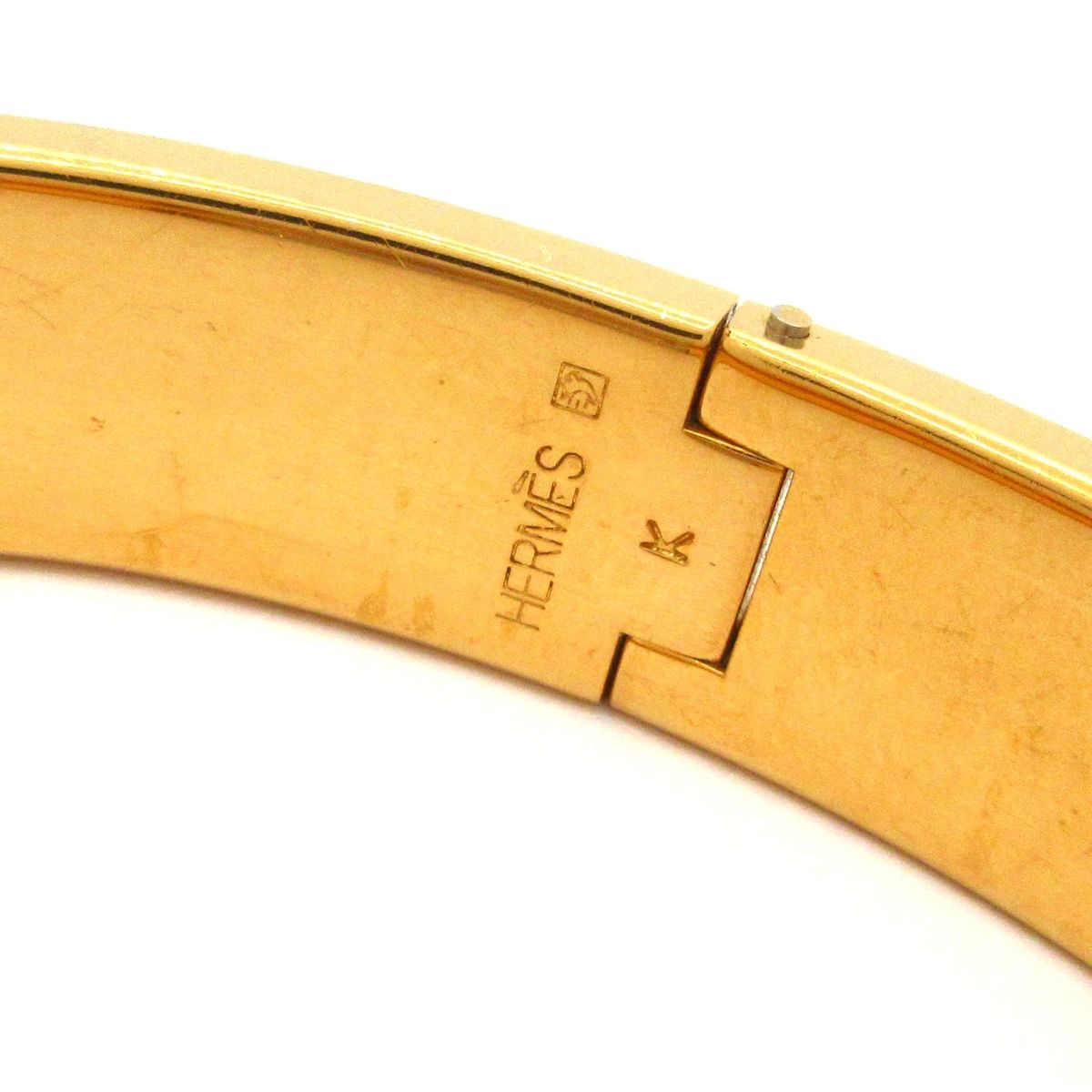 Hermes Bangle Clic H Gold Orange Bracelet — view 4