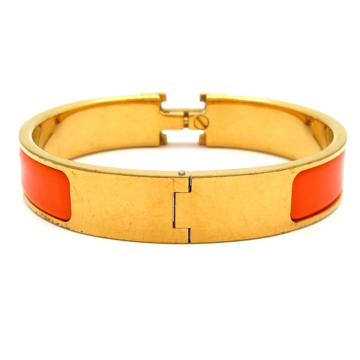 Hermes Bangle Clic H Gold Orange Bracelet — view 3