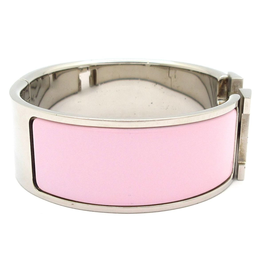 Hermes Bangle Clic Clac Silver Pink Bracelet — view 2