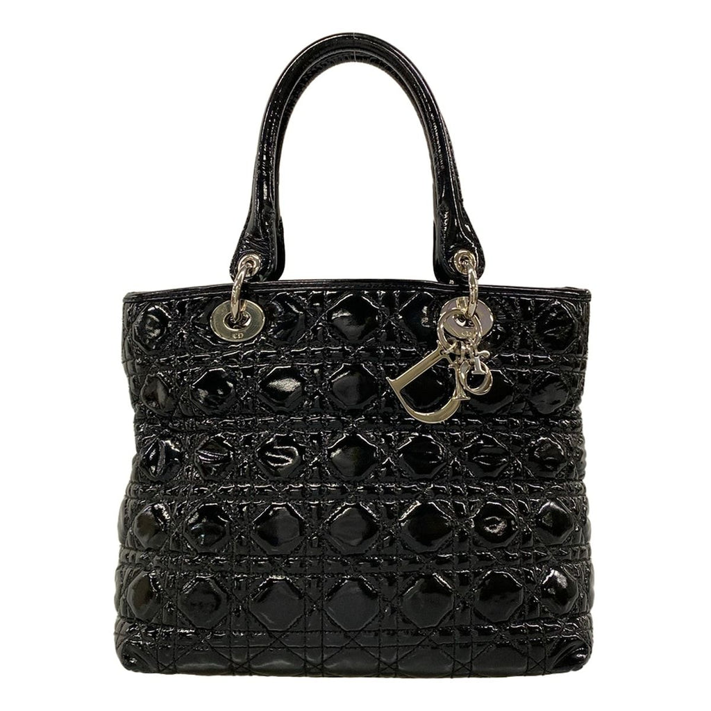 Dior Handbag Cannage Stitch Black Leather