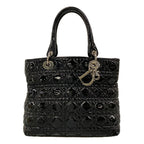 Dior Handbag Cannage Stitch Black Leather