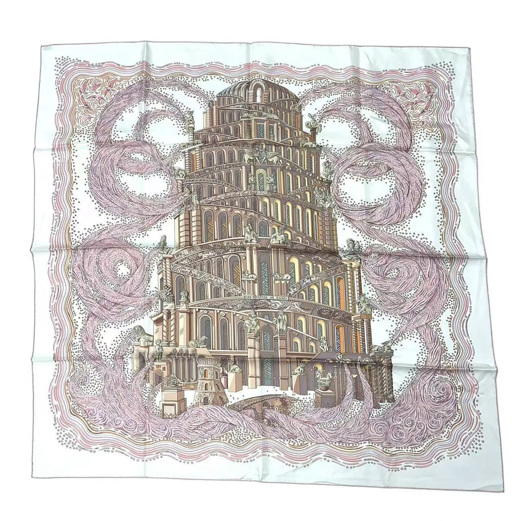 Hermes Scarf Silk 100% Carre 90 les Rivieres de Babel River of Pink — view 2