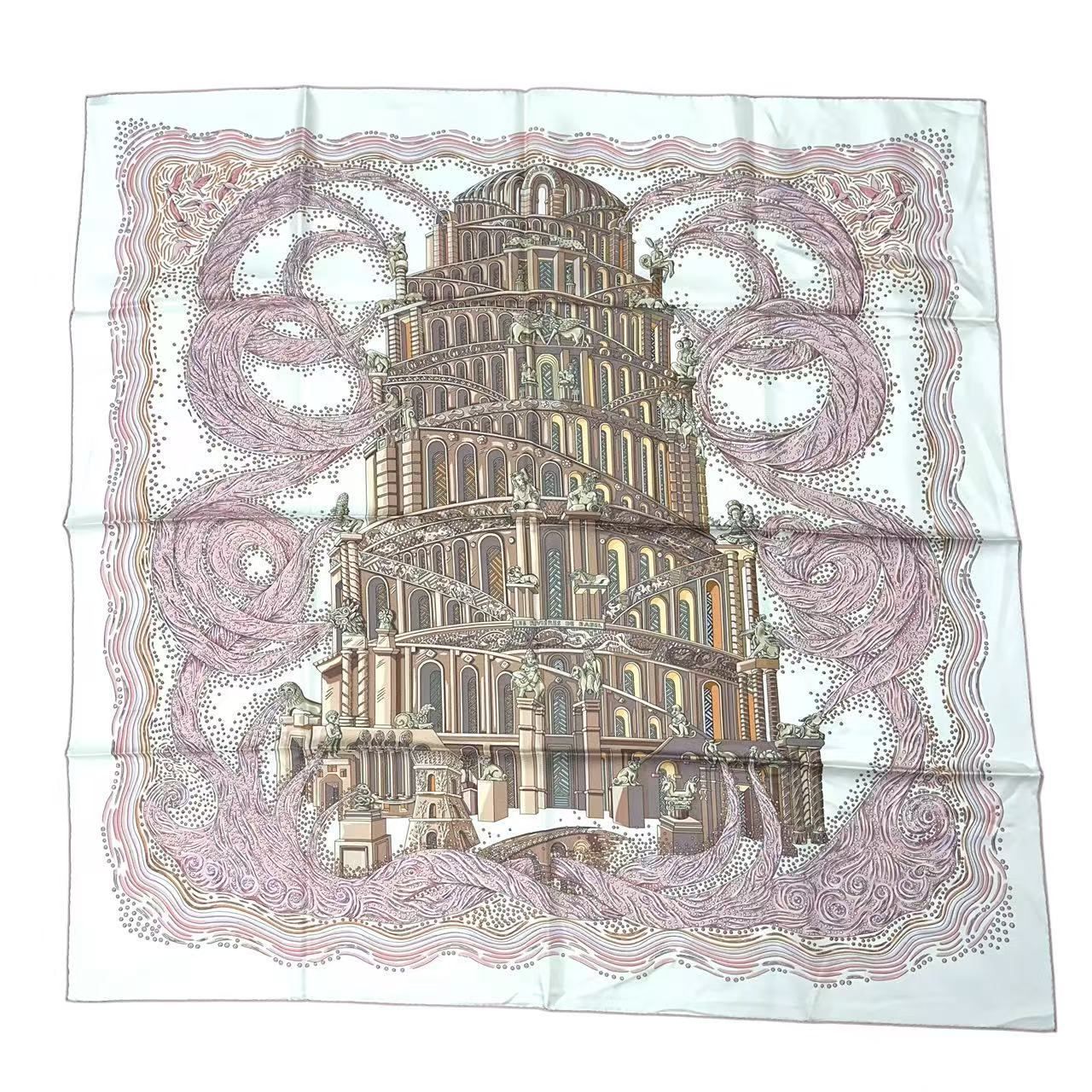 Hermes Scarf Silk 100% Carre 90 les Rivieres de Babel River of Pink — view 2