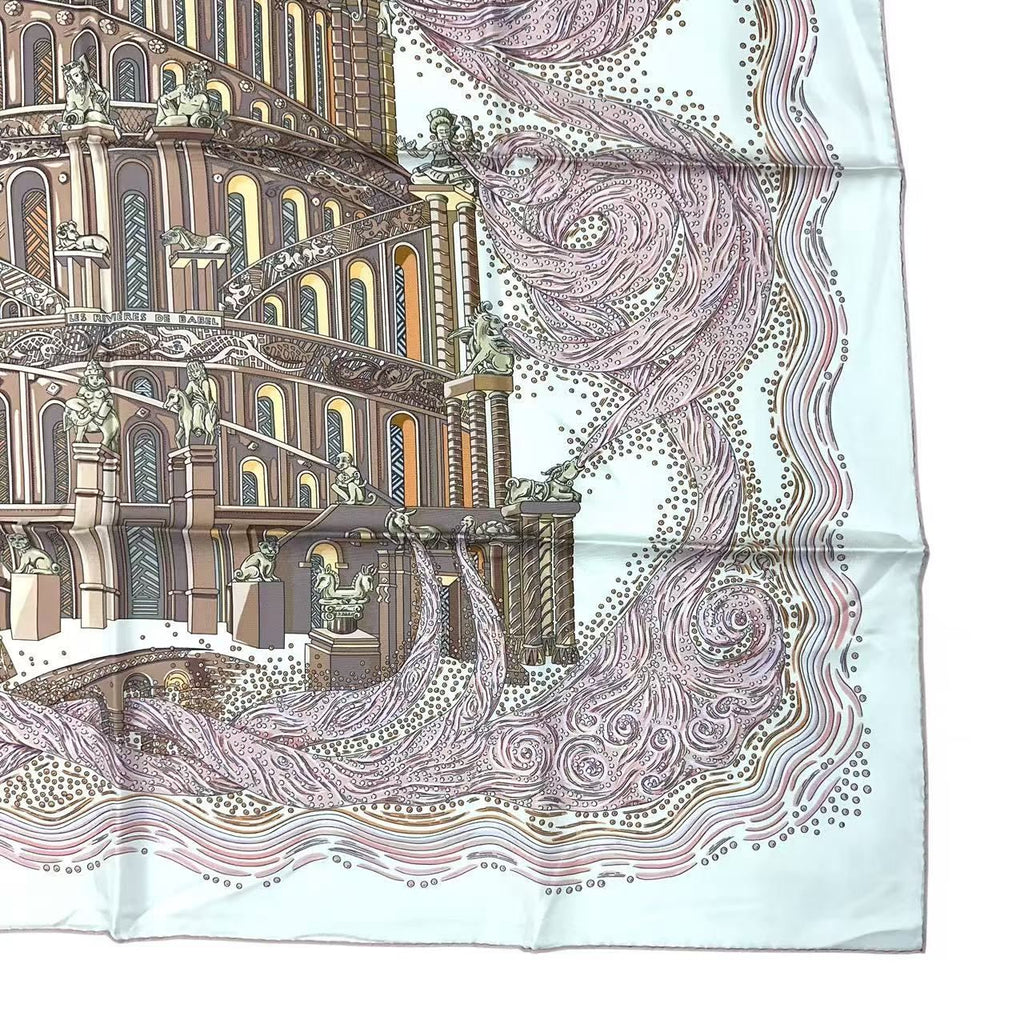 Hermes Scarf Silk 100% Carre 90 les Rivieres de Babel River of Pink — view 6