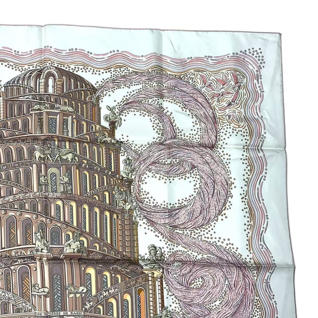 Hermes Scarf Silk 100% Carre 90 les Rivieres de Babel River of Pink — view 4
