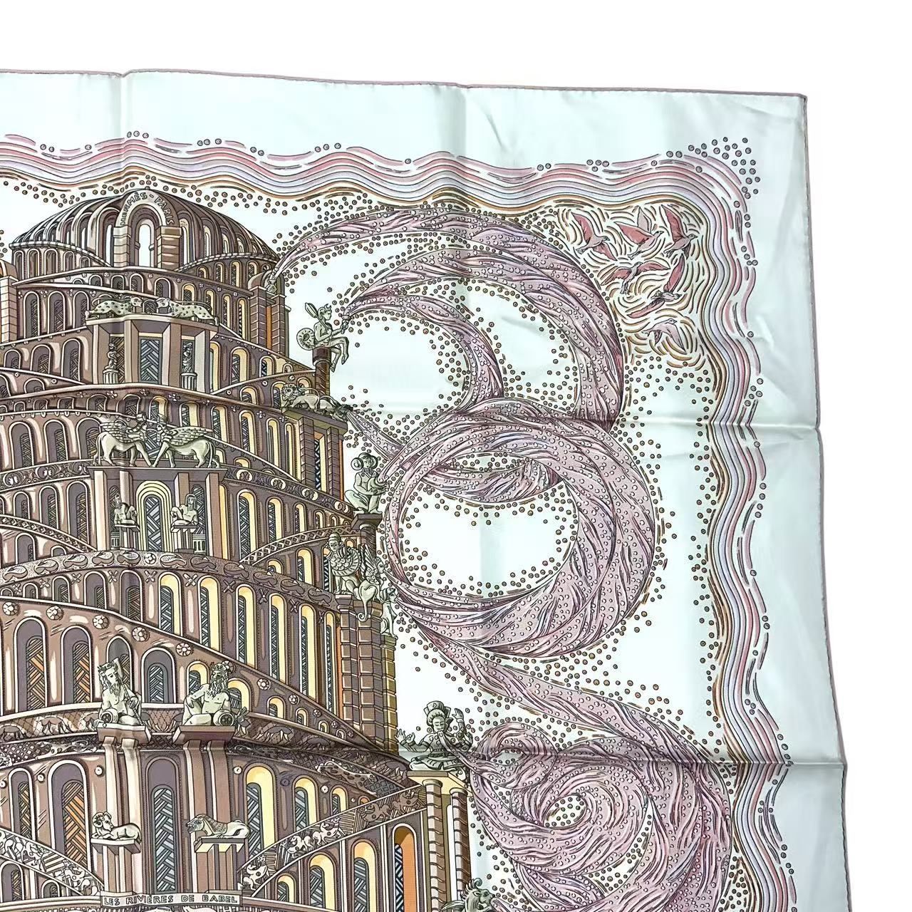 Hermes Scarf Silk 100% Carre 90 les Rivieres de Babel River of Pink — view 4