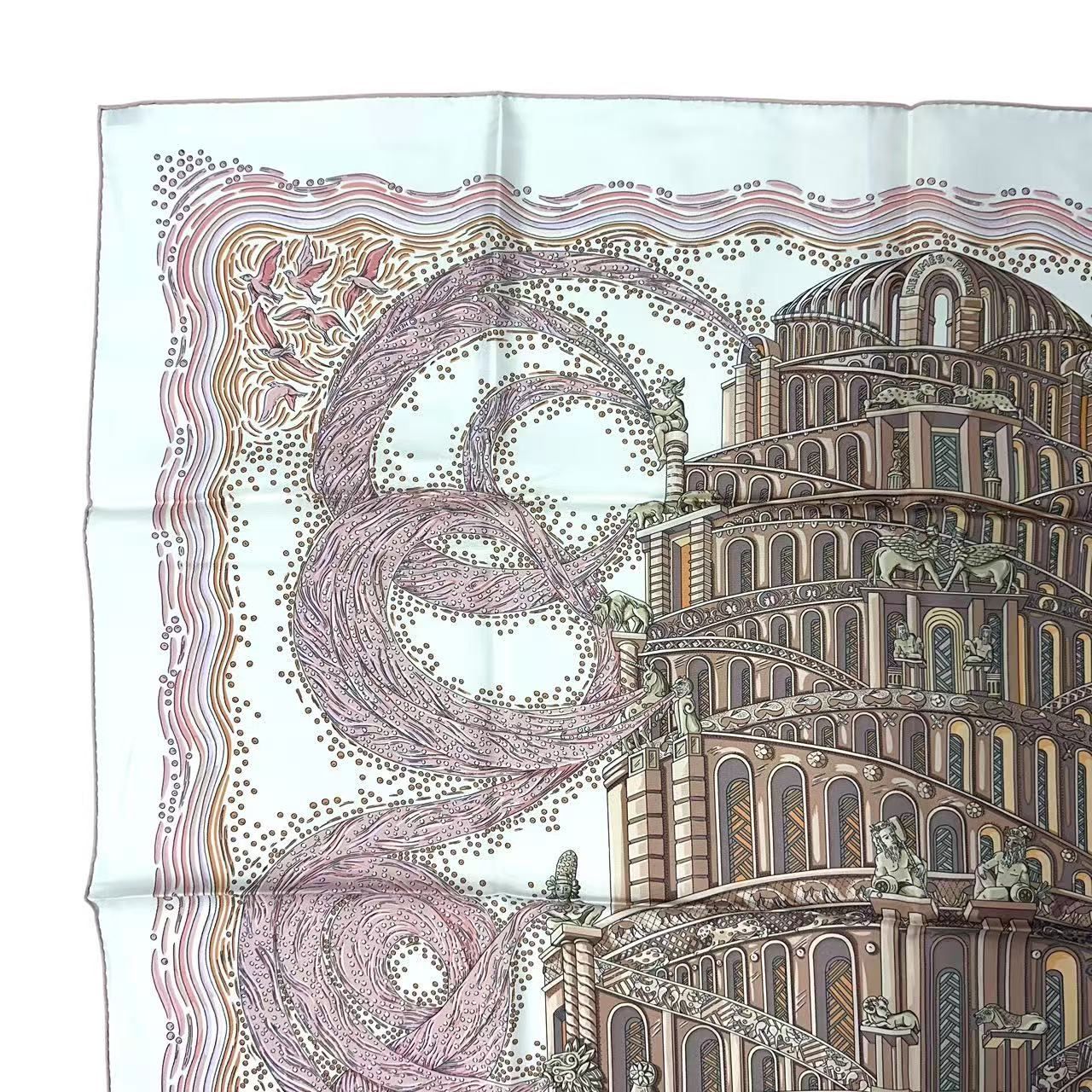 Hermes Scarf Silk 100% Carre 90 les Rivieres de Babel River of Pink — view 3
