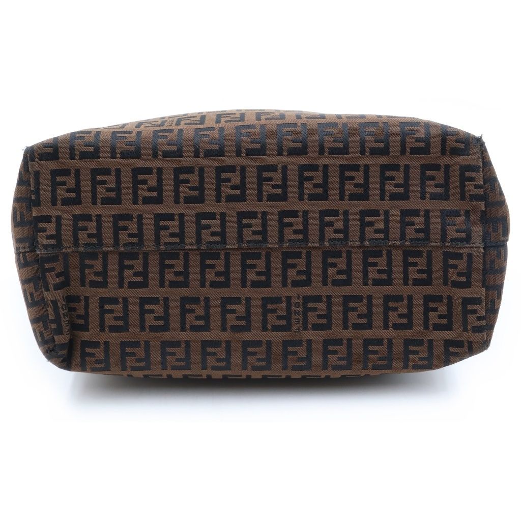 Fendi Zucca Pattern Handbag Canvas Leather Logo Brown — view 4