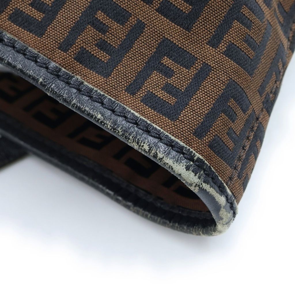 Fendi Zucca Pattern Handbag Canvas Leather Logo Brown — view 7