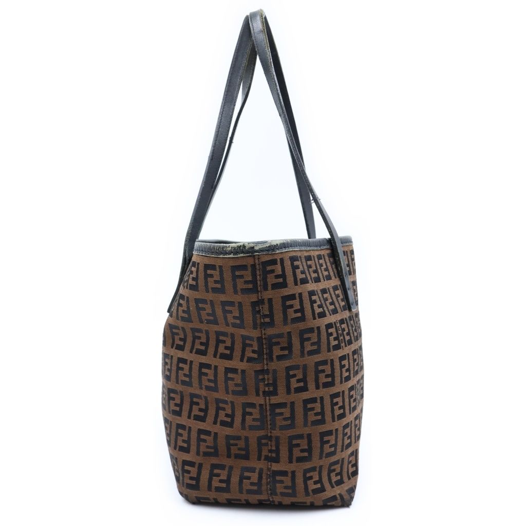 Fendi Zucca Pattern Handbag Canvas Leather Logo Brown — view 3