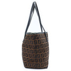 Fendi Zucca Pattern Handbag Canvas Leather Logo Brown — view 3