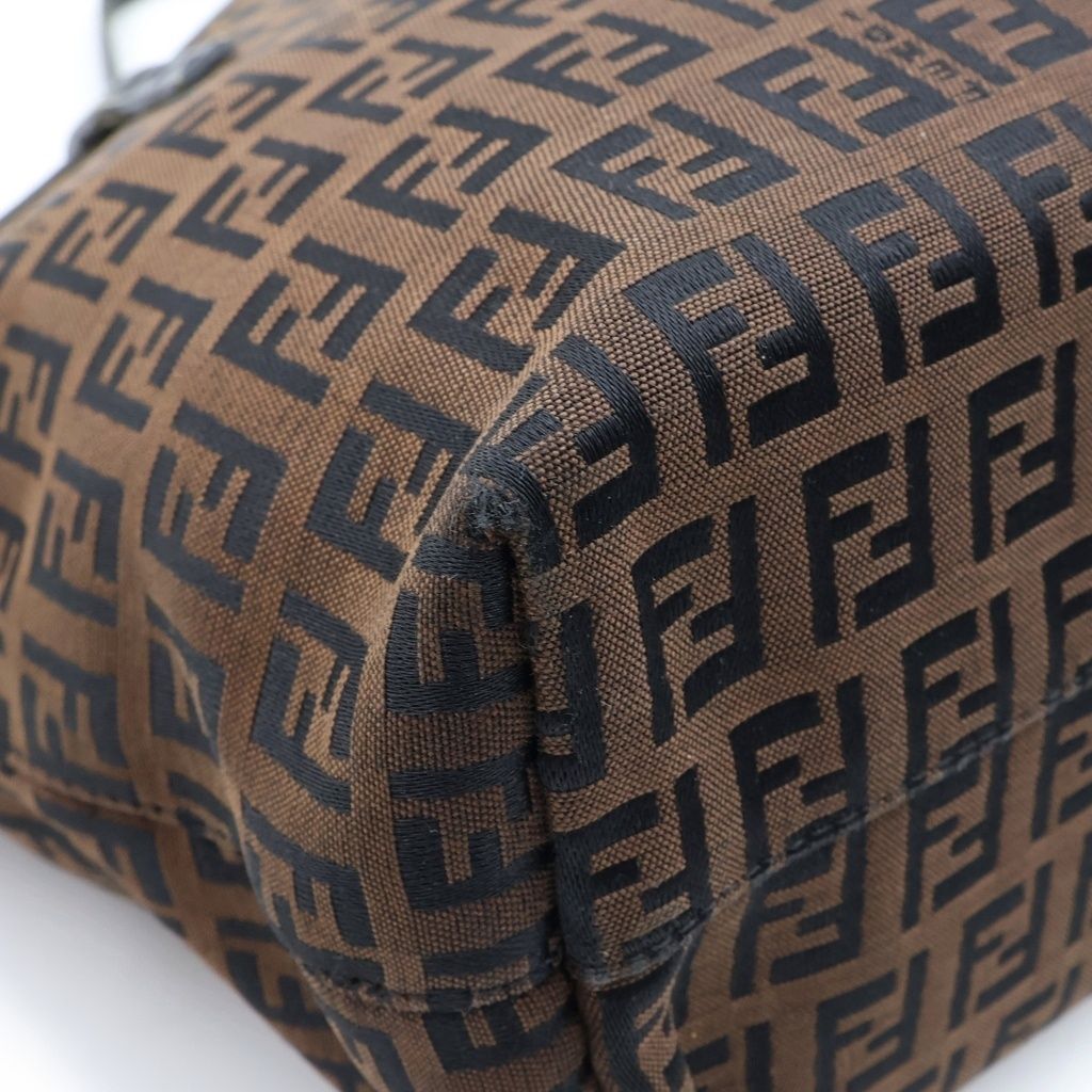 Fendi Zucca Pattern Handbag Canvas Leather Logo Brown — view 6